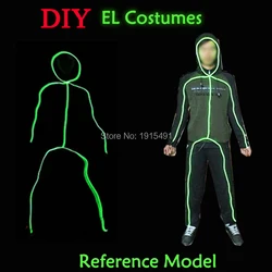 10 Colors Choice Neon Led Strip Matchstick Handsome Person Diy Evening Performance Costume EL Wire Cold Light Illuminate Clothes