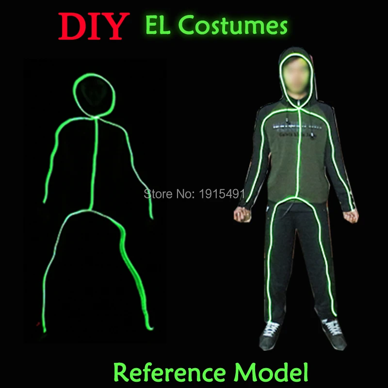 10 Colors Choice Neon Led Strip Matchstick Handsome Person Diy Evening Performance Costume EL Wire Cold Light Illuminate Clothes