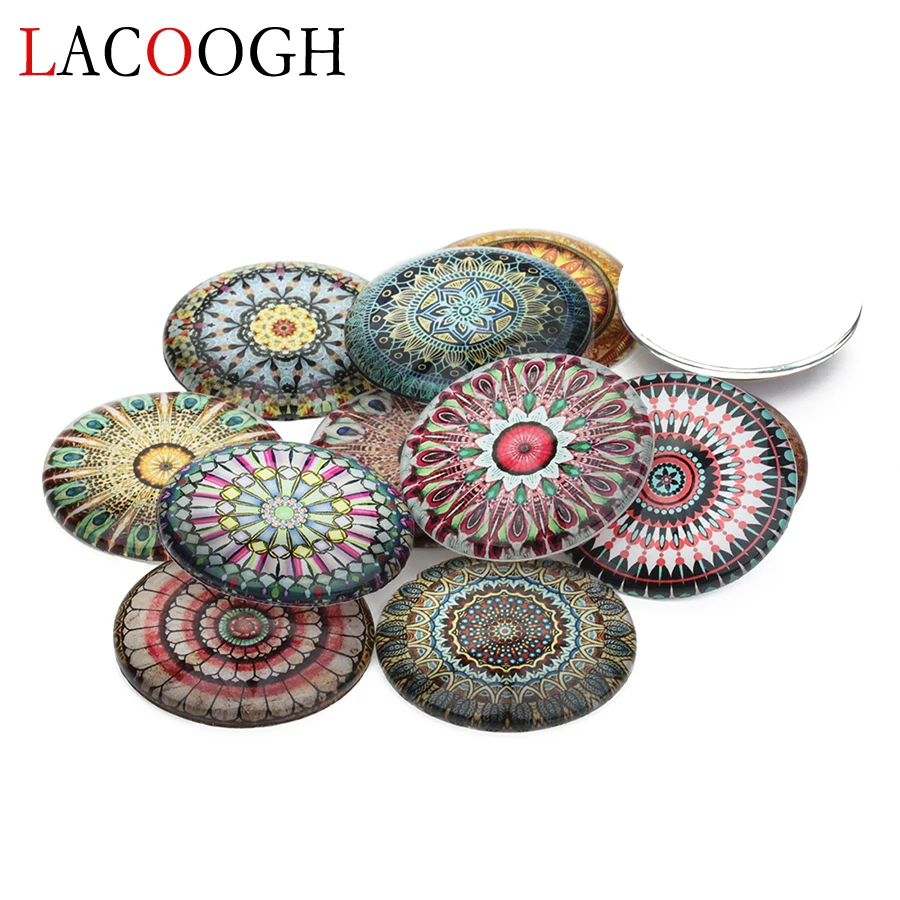 Wholesale 20pcs/lot Bohemian Pattern Round Flat Back Glass Cabochons Cameo for Base Setting 10 12 14 20 25mm DIY Jewelry Making