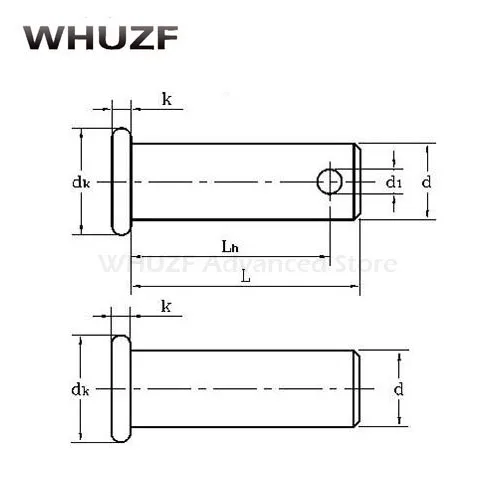 500pcs M5*25mm Clevis pins with head 304 stainless steel shaft flat head with hole pin bolt pin cylindrical pins