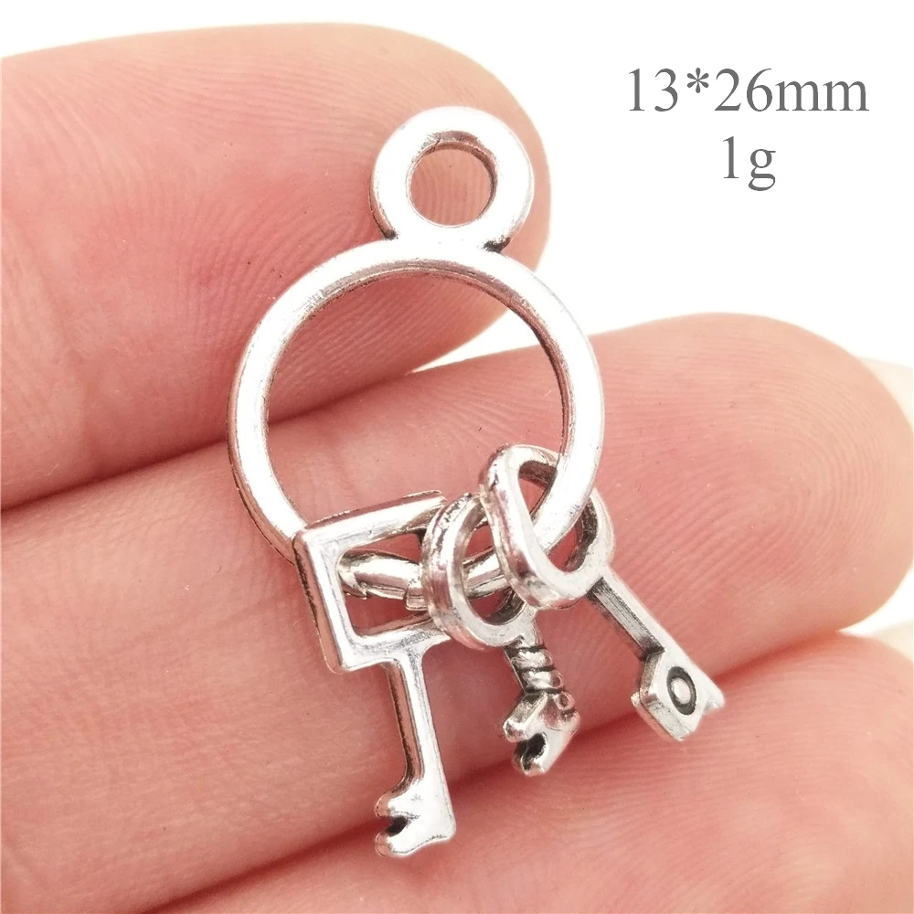 BULK 30 Zinc Alloy Vintage Real Estate Agent Theme Realtor Key Charms Antique Silver Plated 13*26mm 1g