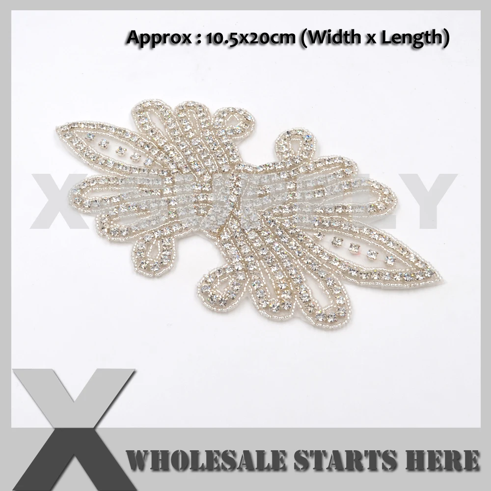 

Iron On Rhinestone Patch For Clothes Bridal Wedding Dress Headband Hat Bag