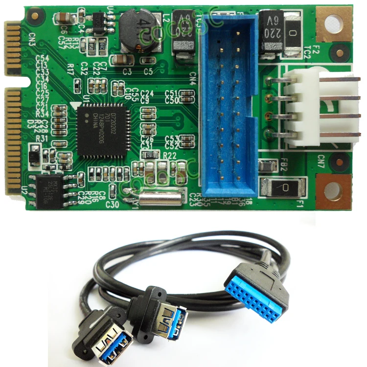 

Mini PCIe к двойному USB 3,0 адаптеру mini-PCIe к 19Pin USB3.0 конвертеру + 19P USB Женский коннектор к 2 USB3.0 spiltter кабелю