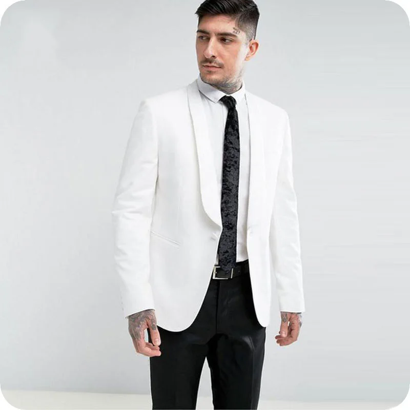 

Custom White Men Suits Wedding Suits Bridegroom Groom Wear Formal Tuxedos Prom Party Man Blazer Costume Slim Fit Terno Masculino