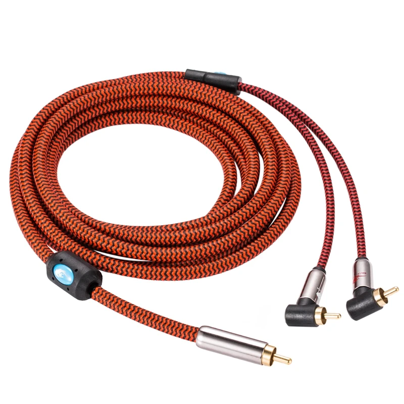 Kabel Hifi Subwoofer RCA do podwójnego kąta RCA do dekodera wzmacniacza 1:2 Rozdzielacz RCA Y Kabel OFC Ekranowanie 1M 2M 3M 5M 8M 12M