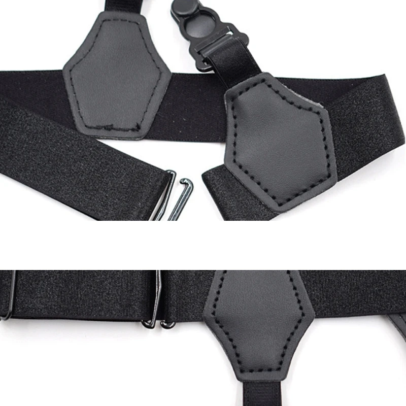 2 Stks Nylon Unisex Sokken Garters Riem Bretels Verstelbare antislip Dubbele Clips Zwart Nieuwe