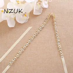 NZUK Rhinestones Wedding Belt Sash Diamond Gold Crystal Bridal Belt For Wedding Gown Wedding Decoration