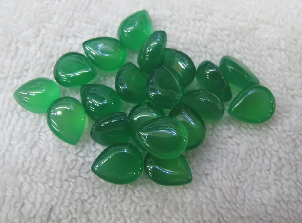 

Top Quality!30pcs/lot Green Agate Carnelian 12x16mm Pear Cabochon Natural Gem Stone Jewelry Ring Cabochon