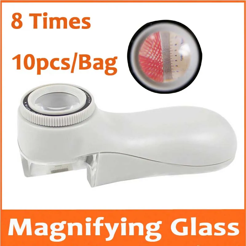 8X Zoom Adjustable Illuminated Cellphone Repair Magnifier Loupe Stamp Collection Magnifying Glass with Measuring Scale 0.1mm