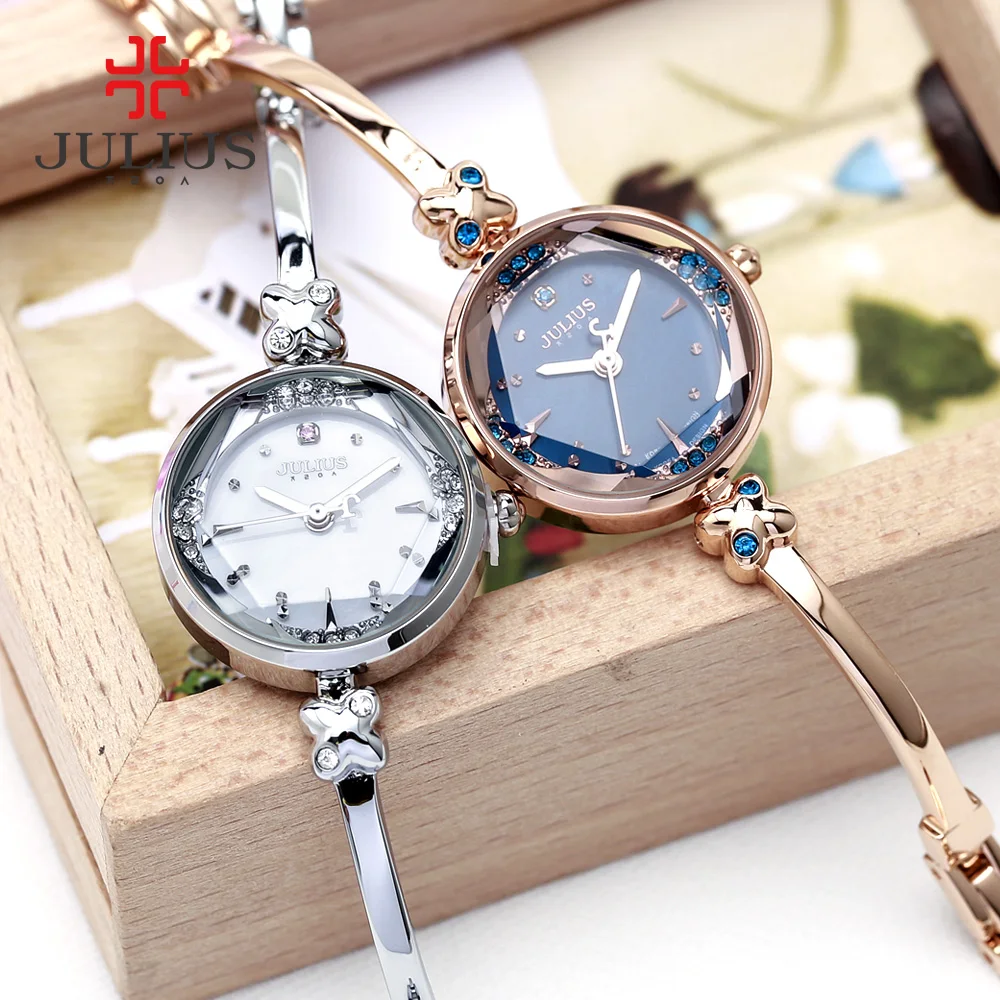 Watch JA-878 Women Fashion Watches Casual Dress Bangle Watch Rose Gold Julius Top Brand Rhinestone Relogio Feminino Dourado