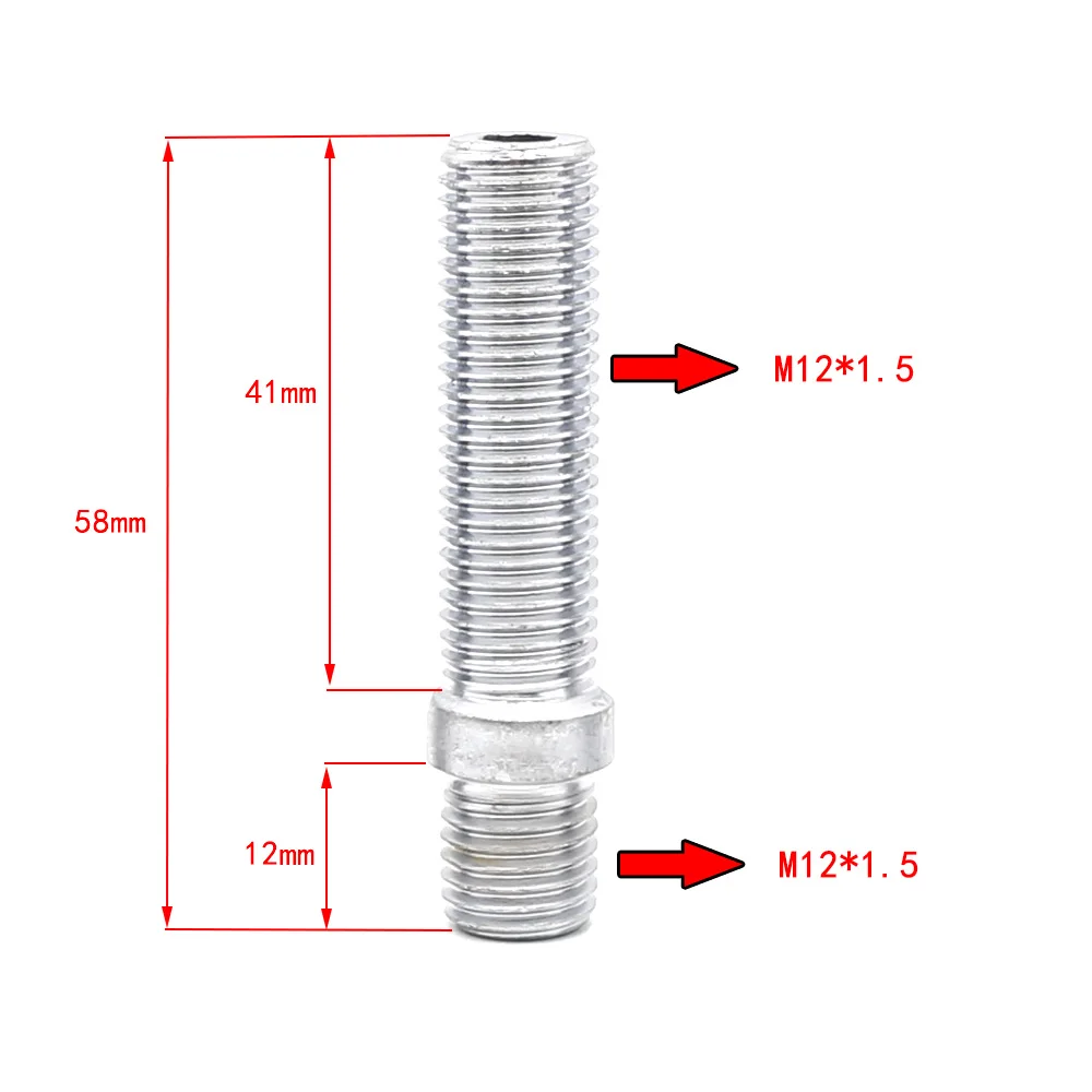 20PCS 12*1.5 TO 12*1.5 New Racing Car WHEEL STUD CONVERSION TALL LUG BOLTS TO STUDS 58MM YC101106