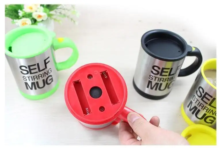 5 색 게으른 tazas 자기 교반 머그잔 커피 컵 스마트 스테인레스 스틸 머그잔 copos inox tea cup 썸네일 6