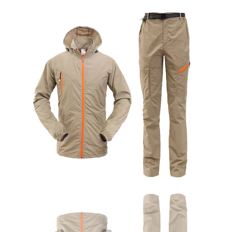 Camping Wandern Kleidung Set Outdoor-Sport Männer Frauen Sommer Sportswear Anzug Mit Kapuze Jacken Hosen Schnell Trocken Atmungs Set ST01 – Detail 29