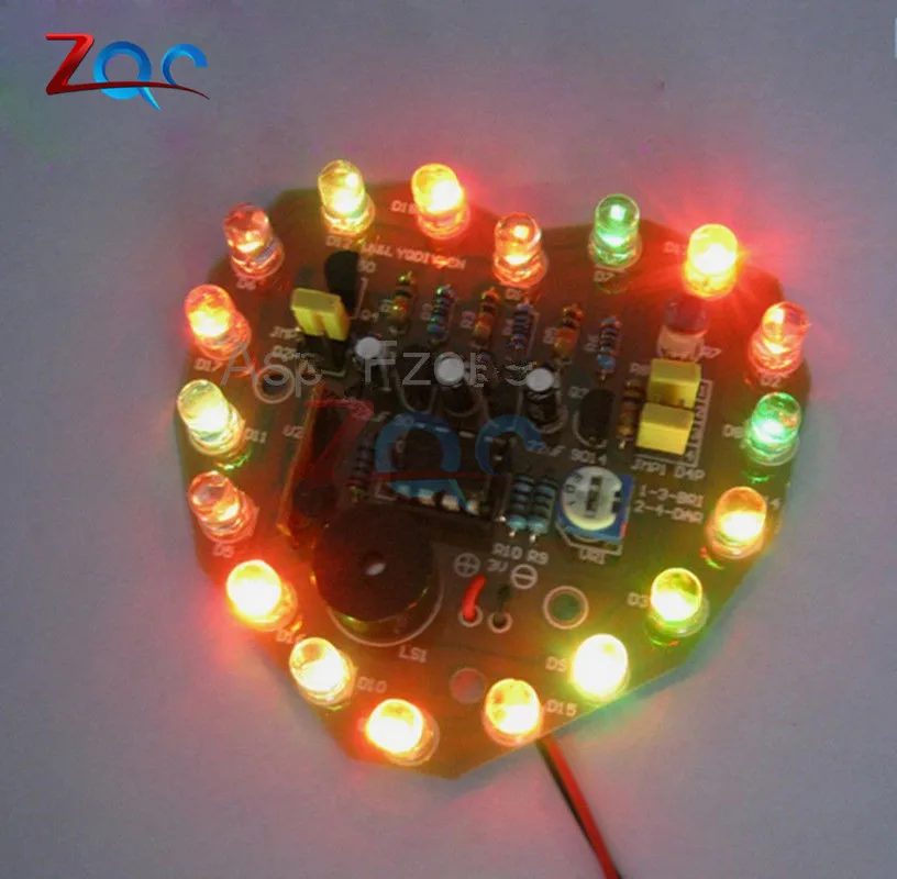 3V-5V Regulated Power Supply PCB Board 48MM * 51MM Cycle Lamp Suite Breadboard LED Electronic Production DIY Kits Heart Shaped