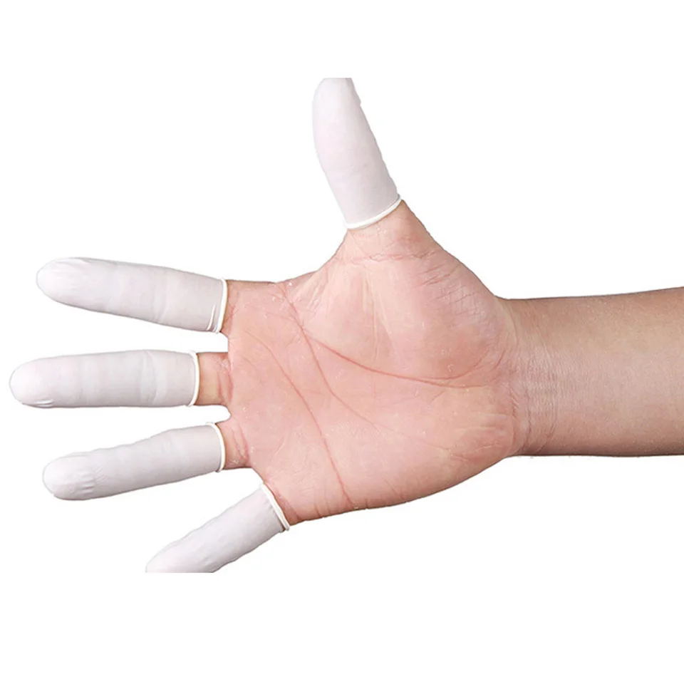 100pcs/pack White Disposable Clean Without Powder Latex Gloves Finger Cots Fingertips Gloves For Makeup Tattoo Art Hair Care