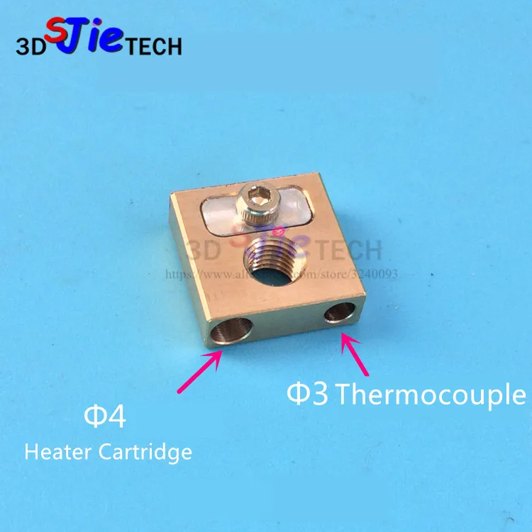 SJIE UM3 Ultimaker3 Print Core Heat Block Brass Heating Block 4MM 2101# for Ultimaker3 3D Printer