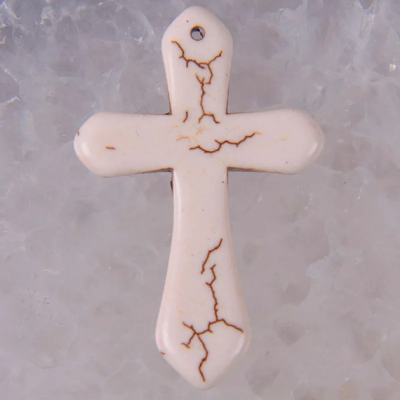 Howlite Cross GEM Pendant Jewelry Loose Bead S001-S006