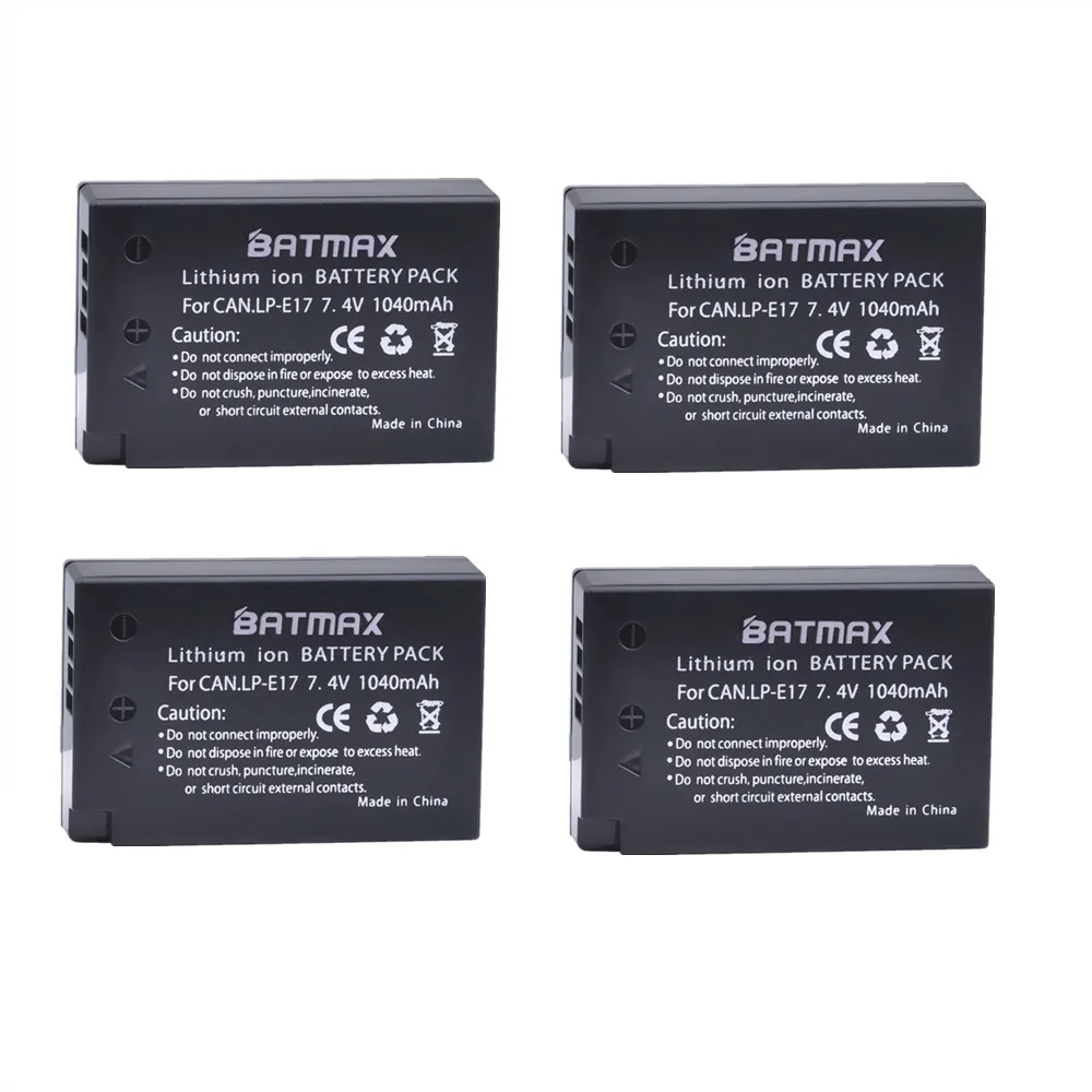 Batmax 4 sztuk 1040mAh LP-E17 LPE17 LP E17 baterie + LCD podwójny USB ładowarka do canona EOS T6i 750D T6s 760D 800D M3 M5 8000D Kissx8i