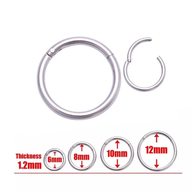 Surgical Steel Stud Earrings Septum Clicker Nose Circle Hinge Segment Ear Helix Tragus Closed Nose Nail Piercing Multiple Colour