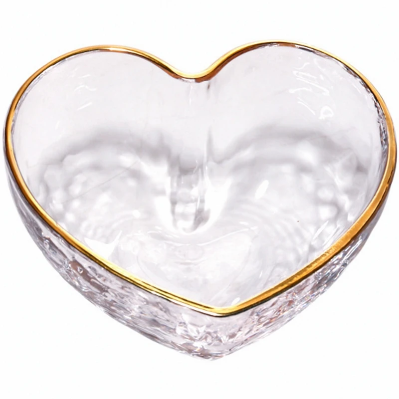 Heart Shape Bowls and Cup Set, Clear Glass, Food, Salad, Oats, Fruit, Dessert, Snack, Water, Milk, Tea Cup, Japanese Style