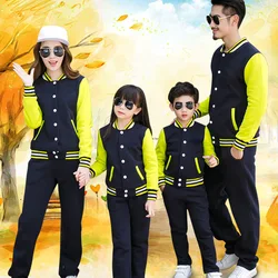 Family Outwear Jackets Daughter Mother Dad Matching Outfits Baseball Uniform Long Sleeve Jacket Family Looking Clothes Kids Coat
