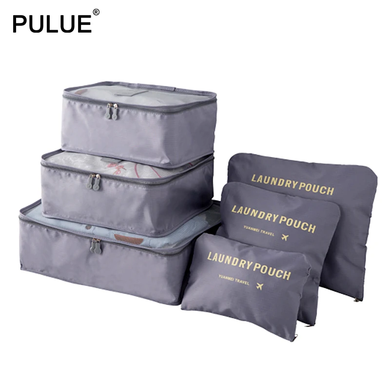 6PCs/Set Travel Bags Men Women Oxford Waterproof Luggage Organizer Packing Bag Travel Necessary Cube Shoes Clothes Storage Pouch