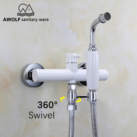 Awolf Handheld Toilet Bidet Sprayer Set Shattaf Solid Brass Anal Shower Mixer Bathroom Douched kit Shower Head AP2158