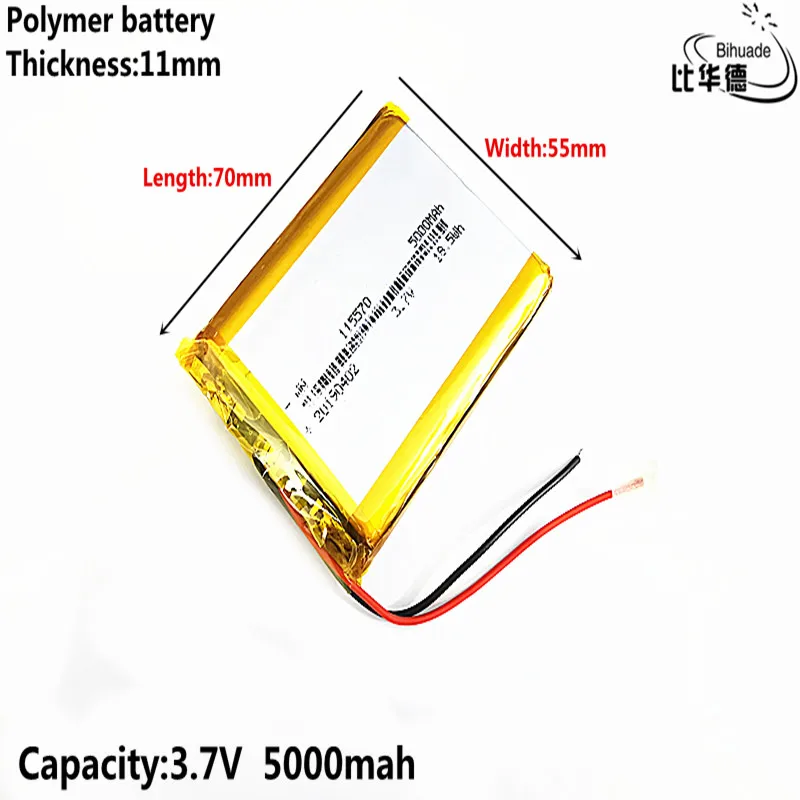 Dobra Qulity litrowa bateria energetyczna 3.7V,5000mAH 115570 polimerowy akumulator litowo-jonowy/litowo-jonowy do tabletu pc BANK,GPS,mp3,mp4