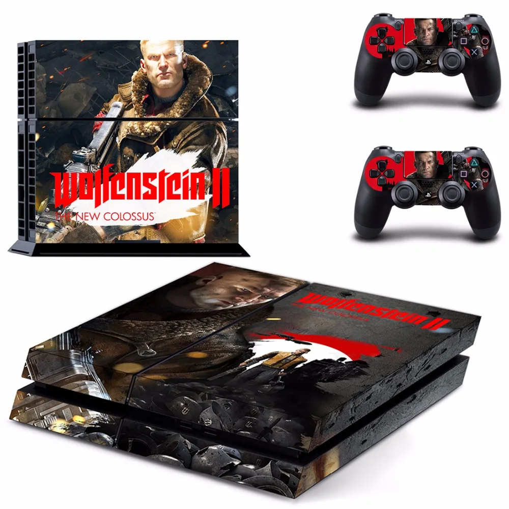 Wolfenstein II The New Colossus PS4 Skin Sticker Decal For Sony PlayStation 4 Console and 2 Controllers PS4 Skins Sticker Vinyl