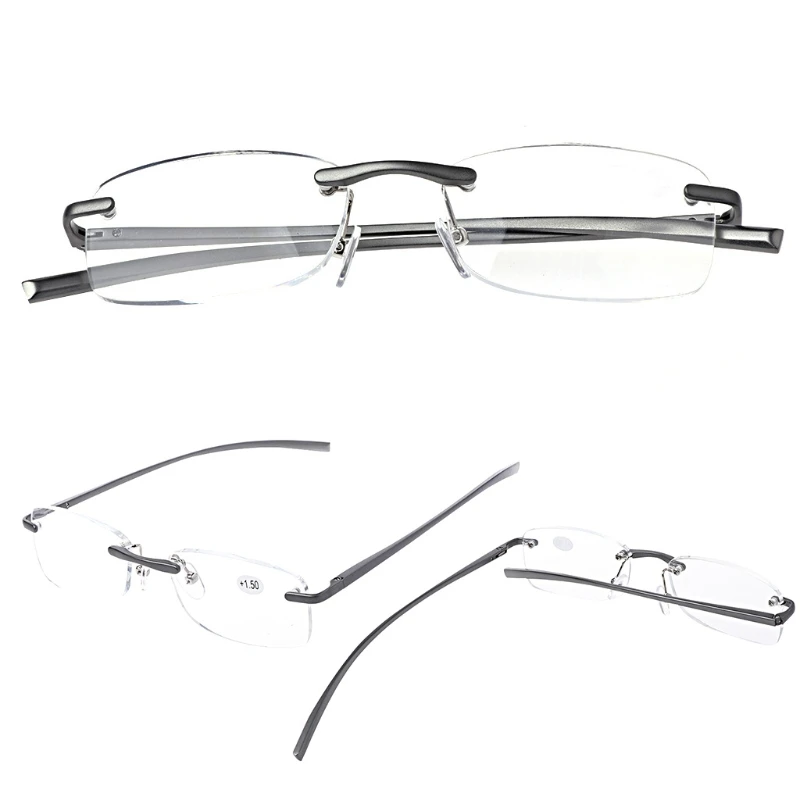 Aluminum Metal Rimless Reading Glasses Presbyopic Eyeglass Resin Lense +1.0/+1.5/+2.0/+2.5/+3.0/+3.5 W715