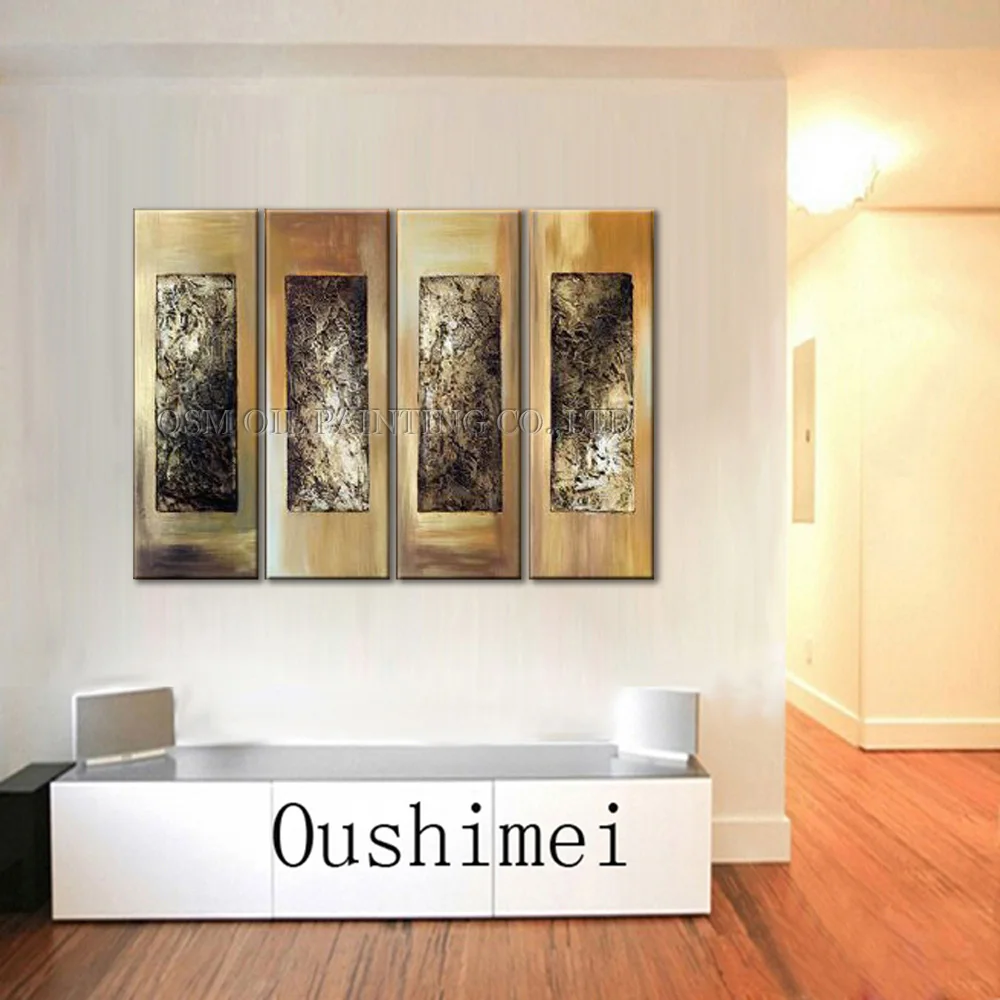 High Skills Artist Handmade High Quality Abstract Gold and Brown Colors Oil Painting on Canvas Abstract Art Picture for Home