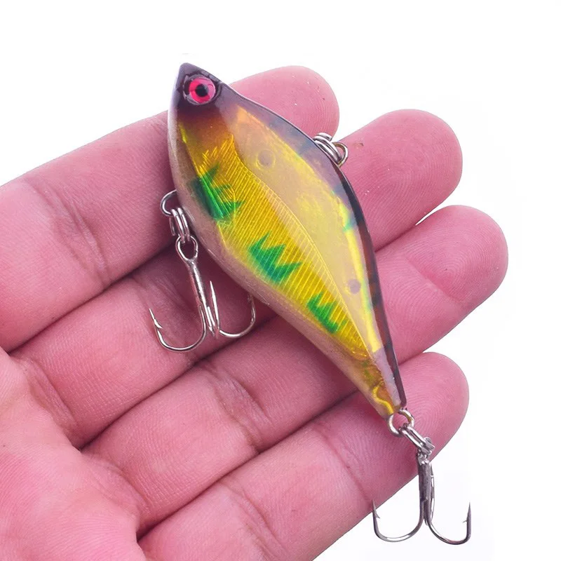 Señuelo de Pesca con vibración, 60mm, 13g, cebo duro que se hunde, reflejo láser, Fondo de lubina, Crankbait, Wobbler, aparejos de Pesca