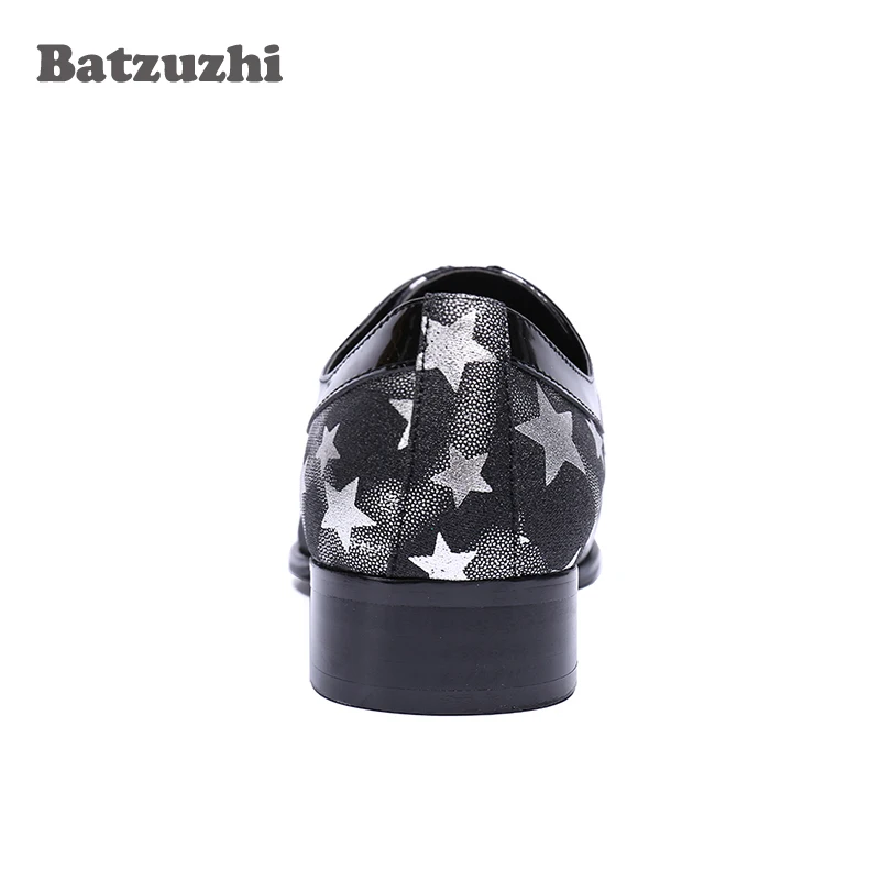 Batzuzhi Men Shoes Zapatos Hombre POP Fashion Black Genuine Leather Men Dress Shoes Stars Leather Business Shoes Men