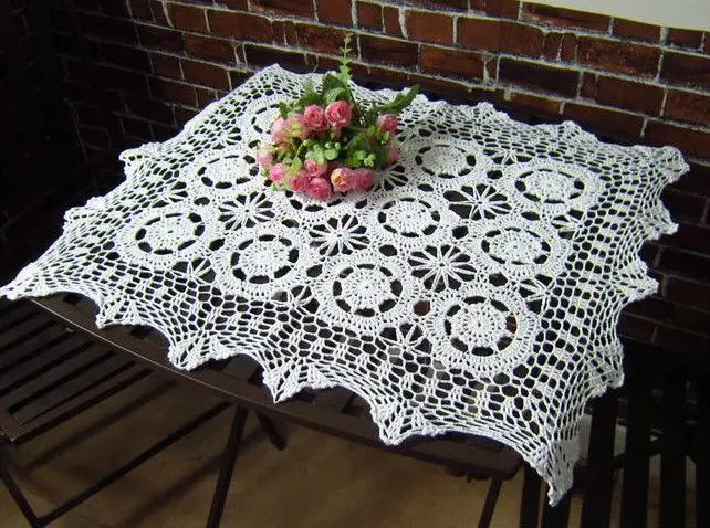 Handmade vintage look Crocheted placemat Runner Doilies