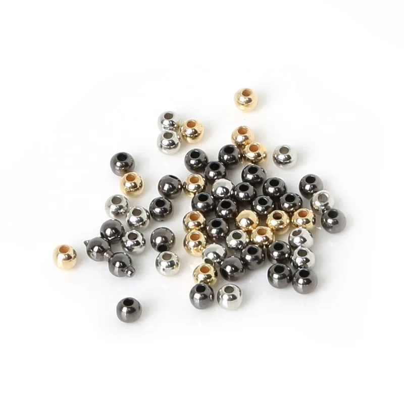 300Pcs 4mm Rhodium Gun-Metal Gold Plated Metal Color Plastic CCB Beads Smooth Ball Spacer Beads Handmade For Jewelry Making DIY