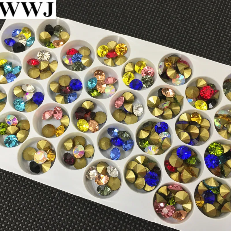 All Rest Sizes Colors 6mm,8mm Glass Chatons ss28 ss38 Pointed Back Round Crystal Fancy Crystal For Jewelry Accessory