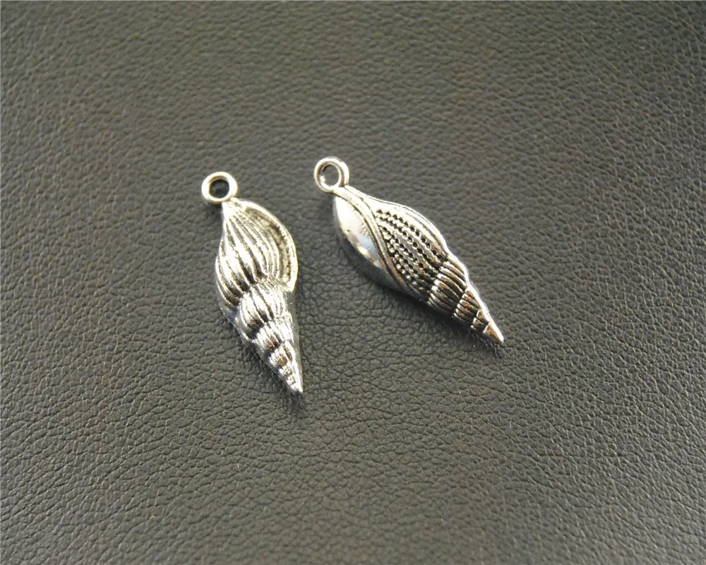 30pcs  Silver Color sea snail conch Charm Pendant DIY Necklace Charm Bracelet Bangle 4x20mm A1542