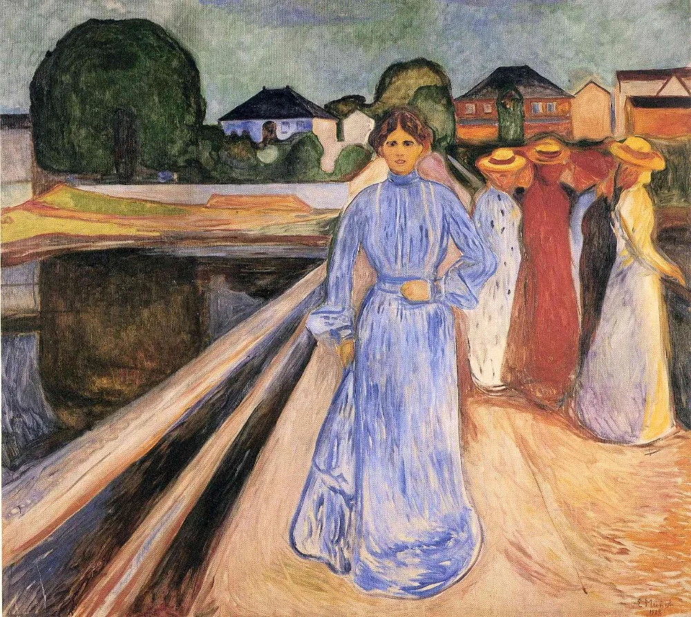 

Oil Painting Reproduction on Linen Canvas,women-on-the-bridge-1902 by Edvard Munch,100% handmade