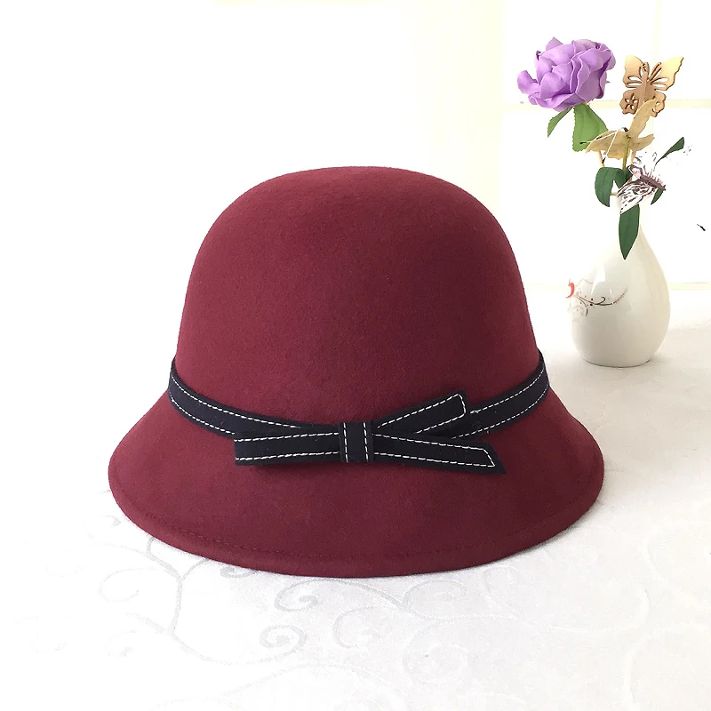 

Adult Fedoras Woolen Hat Female Fashion Wool Dome Cap Bowler Fisherman Hat Lady Basin Hat Cloche Hats Floppy Bowler Caps B-8793