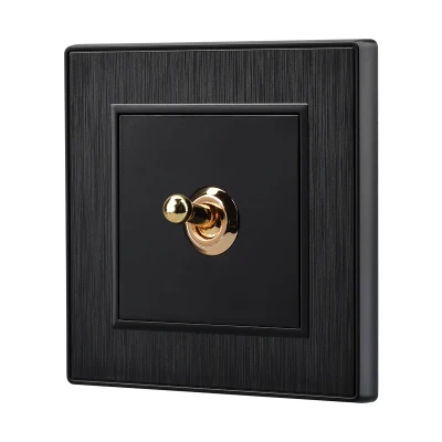 Antique Black Wall Switch 86 type Retro Toggle Switch 1 GANG/ 2 GANG/ 3 GANG/ 4 GANG 10A 110V-250V Wood Panel Brass Lever