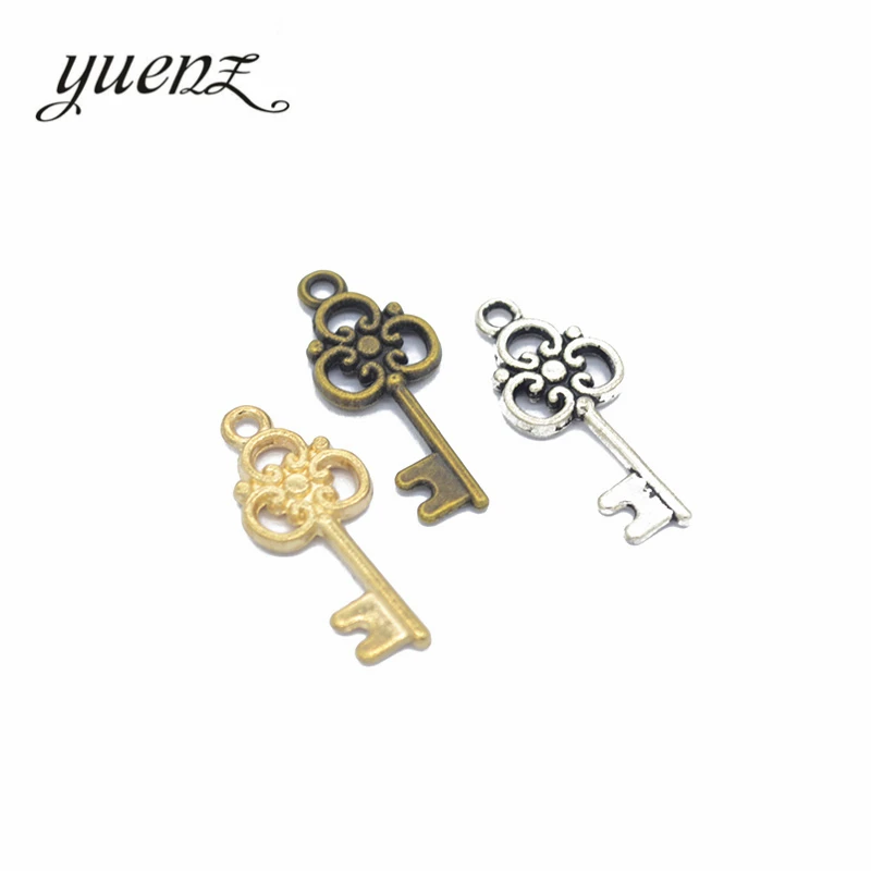 YuenZ 25 pcs Antique silver color key Charms Pendants For Necklace Bracelet Jewelry Making DIY Handmade 26*10mm O217