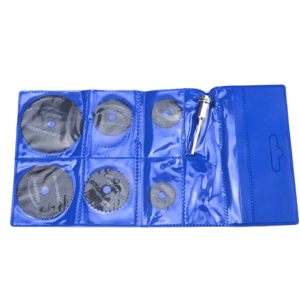 POLIWELL 7 قطعة/المجموعة المحمولة الروتاري أداة التعميم شفرات المنشار البسيطة عجلة أقراص قطع مغزل ل دريميل طاحونة الخشب قطع