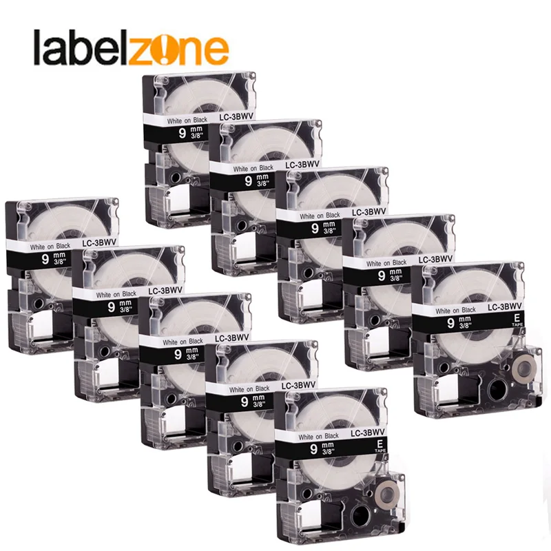

Лента для этикеток Epson LC-3BWV/SD9KW, 10 шт., 9 мм, белая на черном, прочная клейкая ламинированная лента для этикеток lc3bwv для KingJim