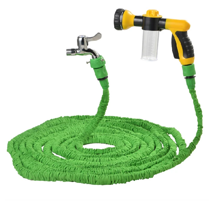 Upgraded Expandable 50ft Retractable Garden Hose Reels Water Pressure Gun Foam Car Washer Car Cleaning Gun 8 Modes Nozzle Gun