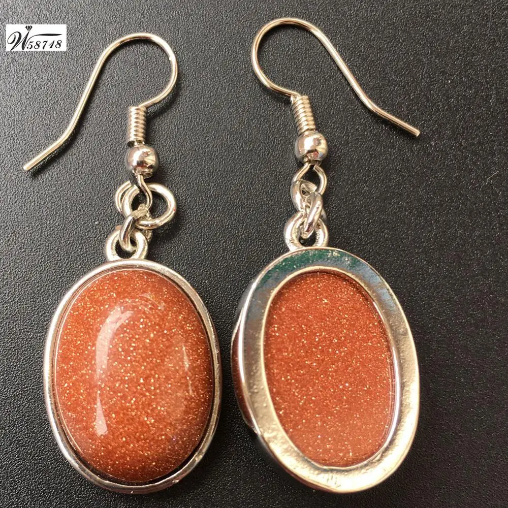 Goldstone Howlite Malachite Crystal Carnelian  Jaspe Aventurine Oval Women Men Dangle Earring WB704B
