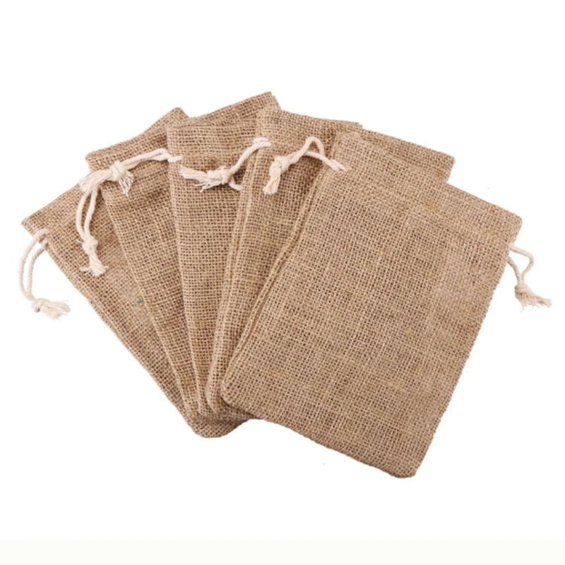 Burlap Bags with Drawstring Jute Jewelry Pouches Packing Storage Mini Sacks Gift Bag for Wedding Christmas Party Birthday Shower