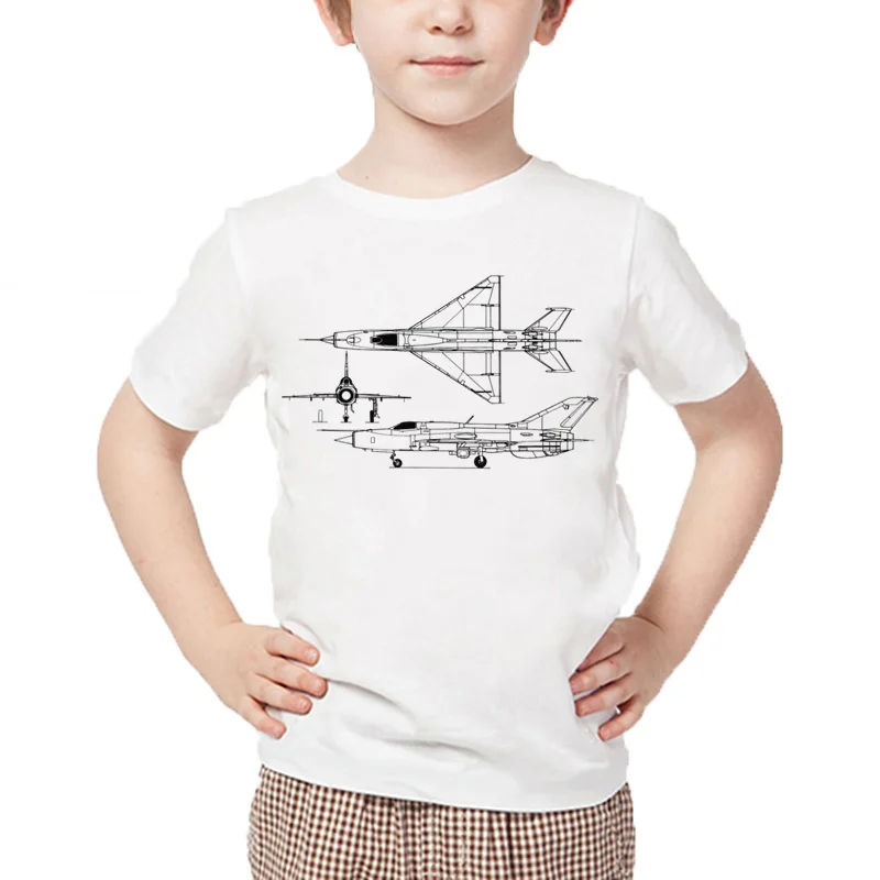 Boys MIG 21 Jet Air Plane Print Funny T shirt Kids Summer Comfortable White Tops Baby Girls Casual T-shirt,HKP4005