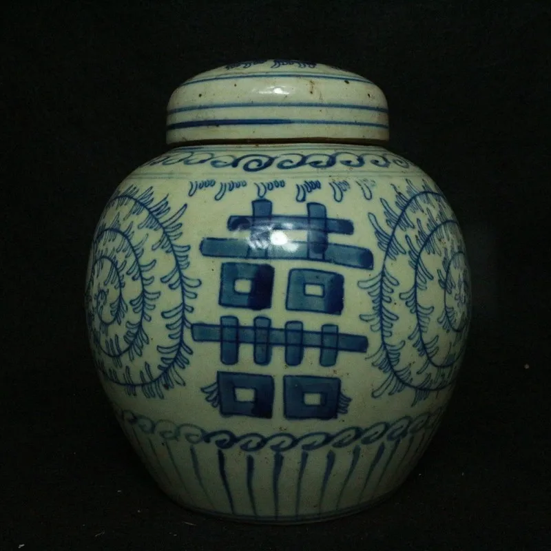 

antique QingDynasty porcelain jar,Blue&White Wishful pot,,Hand-painted crafts,Decoration,collection & adornment,Free shipping