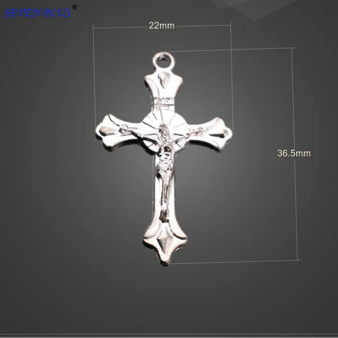 

High Quality 20 Pieces/Lot 36.5mm*22mm Antique Silver Plated Cross Jewish Jesus Crucifix Charms