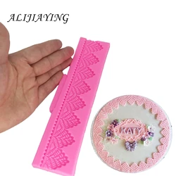 DIY Long lace cake border Silicone Molds cake mould Gumpaste Fondant Cake Decorating Tools chocolate dessert moulds D1371